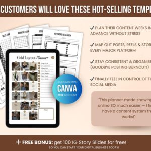 Social Media Planner Bundle | Editable Canva Templates & Content Calendar