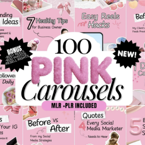 100 Pink Instagram Carousel Templates | PLR & MRR