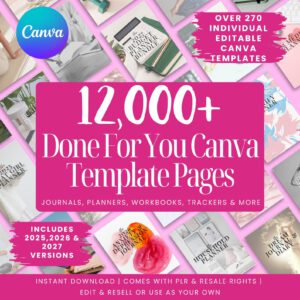 12,000 Done-For-You Canva Templates | Planners, Journals & Trackers | PLR & MRR 2025-2027