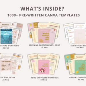 1000+ ADHD & Mental Health Canva Templates PLR Master Resell Rights