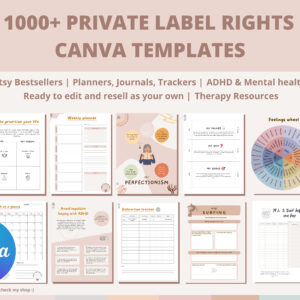 1000+ ADHD & Mental Health Canva Templates PLR Master Resell Rights