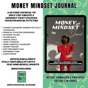 Money Mindset Journal & Financial Planner | Editable Canva Template